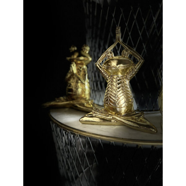 YOGA FROGIE ΔΙΑΚΟΣΜΗΤΙΚΟ ΒΑΤΡΑΧΟΣ 16x11x21cm POLYRESIN ΧΡΥΣΟ 022301 - Image 3