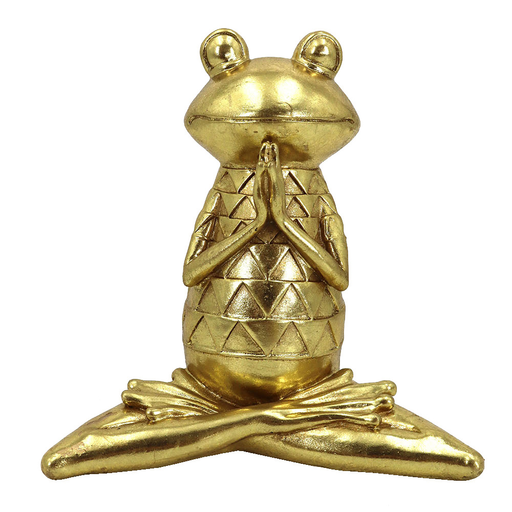 022302-1oozl-first-_1 YOGA FROGIE ΔΙΑΚΟΣΜΗΤΙΚΟ ΒΑΤΡΑΧΟΣ 18x11x19cm POLYRESIN ΧΡΥΣΟ 022302 - Image 1