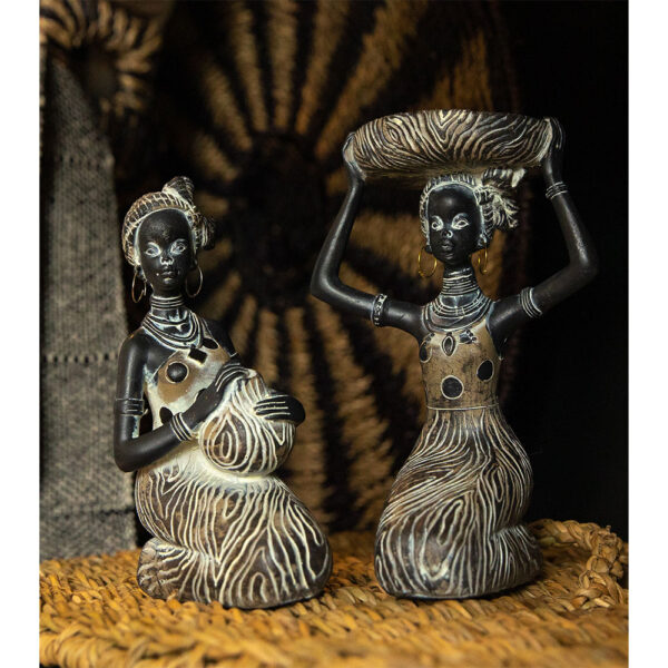 RABIA 2 ΔΙΑΚΟΣΜΗΤΙΚΗ ΦΙΓΟΥΡΑ 12x8x18cm POLYRESIN ΜΑΥΡΟ ΚΑΦΕ ΛΕΥΚΟ 022739 - Image 2