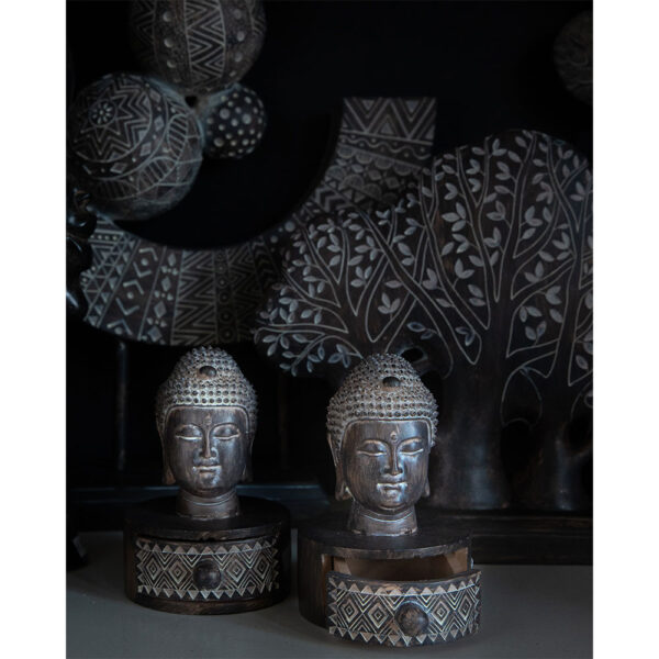 BADBA ΔΙΑΚΟΣΜΗΤΙΚΟ ΒΟΥΔΑΣ 10x11x15cm POLYRESIN ΚΑΦΕ ΛΕΥΚΟ 022743 - Image 3