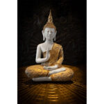 FADHI ΔΙΑΚΟΣΜΗΤΙΚΟ ΒΟΥΔΑΣ 22x12x34cm POLYRESIN ΜΠΕΖ ΧΡΥΣΟ ΜΩΒ 022744 - Image 5