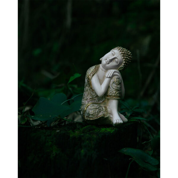 FADHI ΔΙΑΚΟΣΜΗΤΙΚΟ ΒΟΥΔΑΣ 10x10x16cm POLYRESIN ΜΠΕΖ ΧΡΥΣΟ ΜΩΒ 022745 - Image 5