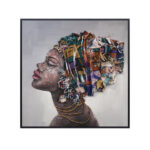 GEIMA ΠΙΝΑΚΑΣ ΔΙΑΚΟΣΜΗΣΗΣ 82x82x5cm ΚΑΜΒΑΣ ΠΟΛΥΧΡΩΜΟ ΞΥΛΟ ΜΑΥΡΟ 022853