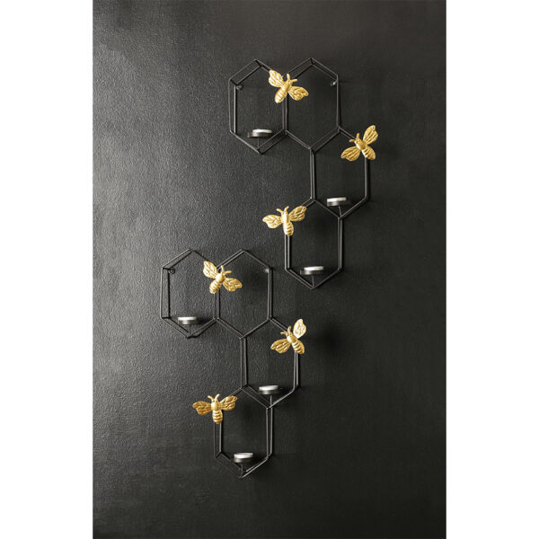 HIVE ΚΗΡΟΠΗΓΙΟ ΤΟΙΧΟΥ 30x9x45cm ΜΕΤΑΛΛΟ ΜΑΥΡΟ ΧΡΥΣΟ 023437 - Image 2