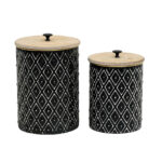 CRUSE ΚΟΥΤΙ ΑΠΟΘΗΚΕΥΣΗΣ SET 2ΤΜΧ 19x19x28cm ΜΕΤΑΛΛΟ ΜΑΥΡΟ ΦΥΣΙΚΟ ΞΥΛΟ 023451