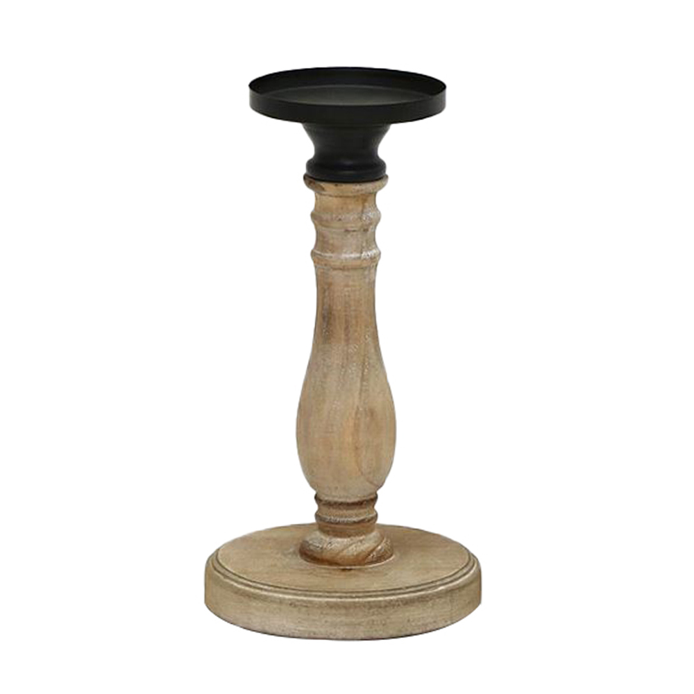 023454-vN53W-first-_1 JUPITER ΚΗΡΟΠΗΓΙΟ 15x15x29cm ΞΥΛΟ ΦΥΣΙΚΟ ΜΑΥΡΟ ΜΕΤΑΛΛΟ 023454 - Image 1