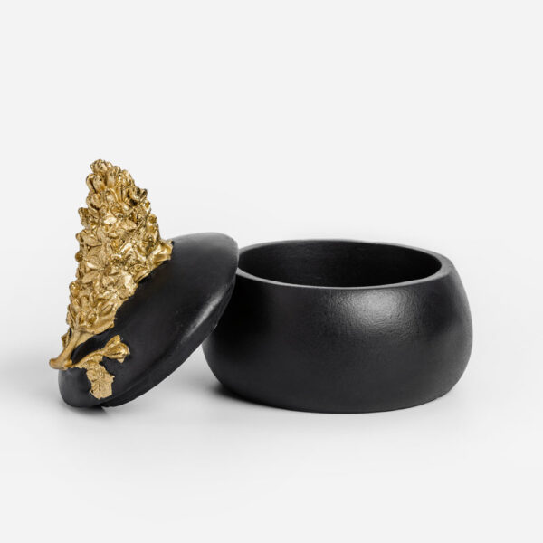 BLOOM ΚΟΥΤΙ ΑΠΟΘΗΚΕΥΣΗΣ 10x10x10cm POLYRESIN ΜΑΥΡΟ ΧΡΥΣΟ 023528 - Image 2