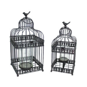 DAISY ΔΙΑΚΟΣΜΗΤΙΚΟ ΚΛΟΥΒΙ SET 2ΤΜΧ 20x20x46cm ΜΕΤΑΛΛΟ ΜΑΥΡΟ ΓΥΑΛΙ 024128