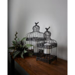 DAISY ΔΙΑΚΟΣΜΗΤΙΚΟ ΚΛΟΥΒΙ SET 2ΤΜΧ 20x20x46cm ΜΕΤΑΛΛΟ ΜΑΥΡΟ ΓΥΑΛΙ 024128 - Image 3