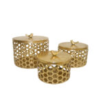 HIVE ΚΟΥΤΙ ΑΠΟΘΗΚΕΥΣΗΣ ΣΕΤ 3ΤΜΧ 25x25x21cm ΜΕΤΑΛΛΟ ΧΡΥΣΟ 024143