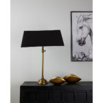 LANG ΦΩΤΙΣΤΙΚΟ ΕΠΙΤΡΑΠΕΖΙΟ 60x20x86cm ΑΛΟΥΜΙΝΙΟ ΧΡΥΣΟ ΑΝΤΙΚΕ ΜΑΥΡΟ ΥΦΑΣΜΑ 024403 - Image 2