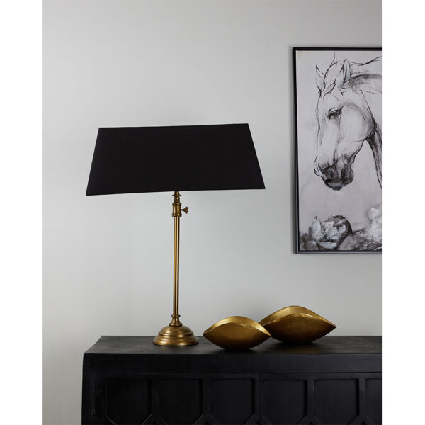 LANG ΦΩΤΙΣΤΙΚΟ ΕΠΙΤΡΑΠΕΖΙΟ 60x20x86cm ΑΛΟΥΜΙΝΙΟ ΧΡΥΣΟ ΑΝΤΙΚΕ ΜΑΥΡΟ ΥΦΑΣΜΑ 024403 - Image 2