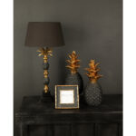 PINEAPPLE ΦΩΤΙΣΤΙΚΟ ΕΠΙΤΡΑΠΕΖΙΟ 30x30x57cm ΑΛΟΥΜΙΝΙΟ ΧΡΥΣΟ ΑΝΤΙΚΕ ΜΑΥΡΟ ΥΦΑΣΜΑ 024421 - Image 2