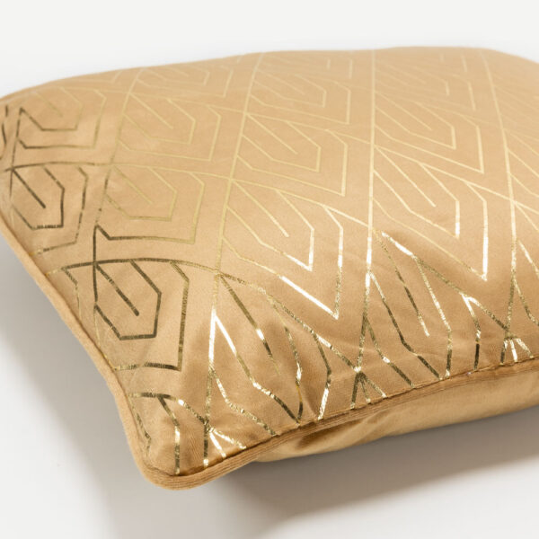 FAMA ΔΙΑΚΟΣΜΗΤΙΚΟ ΜΑΞΙΛΑΡΙ 45x45cm ΒΕΛΟΥΔΟ CARAMEL ΧΡΥΣΟ 025331 - Image 3