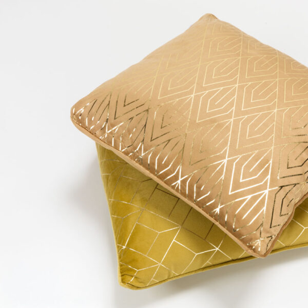 FAMA ΔΙΑΚΟΣΜΗΤΙΚΟ ΜΑΞΙΛΑΡΙ 45x45cm ΒΕΛΟΥΔΟ CARAMEL ΧΡΥΣΟ 025331 - Image 5