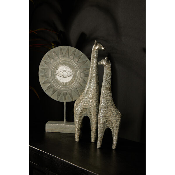 NIGERIA ΔΙΑΚΟΣΜΗΤΙΚΟ TOTEM 26x8x40cm POLYRESIN ΑΣΗΜΙ ΛΕΥΚΟ ΑΝΤΙΚΕ 025585 - Image 2