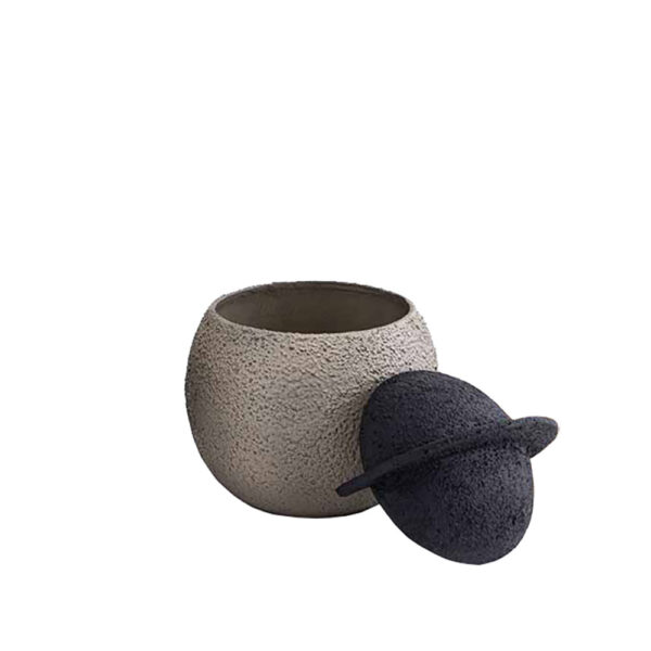 GRIZIO ΒΑΖΟ ΜΕ ΚΑΠΑΚΙ 15x15x19cm ΑΛΟΥΜΙΝΙΟ MUD TEXTURED ΜΑΥΡΟ TEXTURED 027113 - Image 3