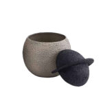 GRIZIO ΒΑΖΟ ΜΕ ΚΑΠΑΚΙ 20x20x24cm ΑΛΟΥΜΙΝΙΟ MUD TEXTURED ΜΑΥΡΟ TEXTURED 027114 - Image 3