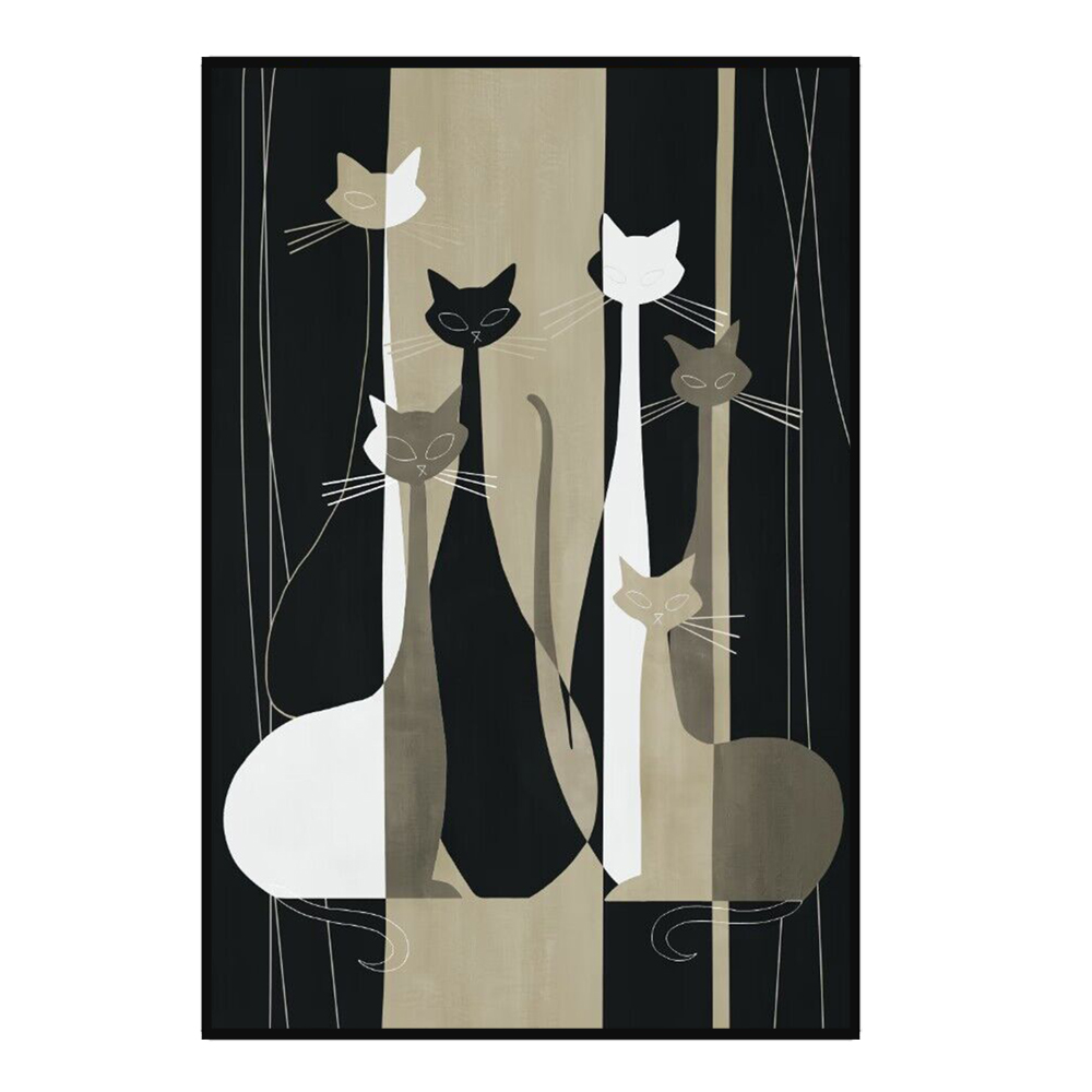027151-UBv6X-first-_1 THE CATS ΠΙΝΑΚΑΣ ΔΙΑΚΟΣΜΗΣΗΣ 80x120x5cm ΚΑΜΒΑΣ ΠΟΛΥΧΡΩΜΟ ΞΥΛΟ ΜΑΥΡΟ 027151 - Image 1
