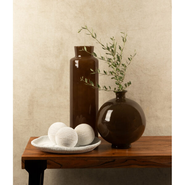 CRUSHED CARAMEL ΒΑΖΟ 28x28x24cm ΑΝΑΚΥΚΛΩΜΕΝΟ ΓΥΑΛΙ CARAMEL 027174 - Image 2
