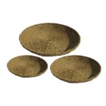 NEREA ΔΙΣΚΟΣ SET 3ΤΜΧ 55x55x8cm SEAGRASS ΦΥΣΙΚΟ ΜΕΤΑΛΛΟ 027374