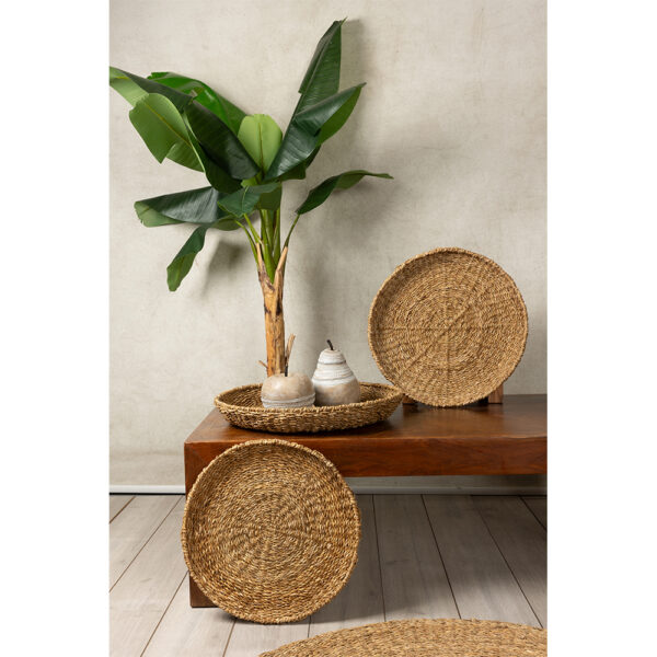 NEREA ΔΙΣΚΟΣ SET 3ΤΜΧ 55x55x8cm SEAGRASS ΦΥΣΙΚΟ ΜΕΤΑΛΛΟ 027374 - Image 2