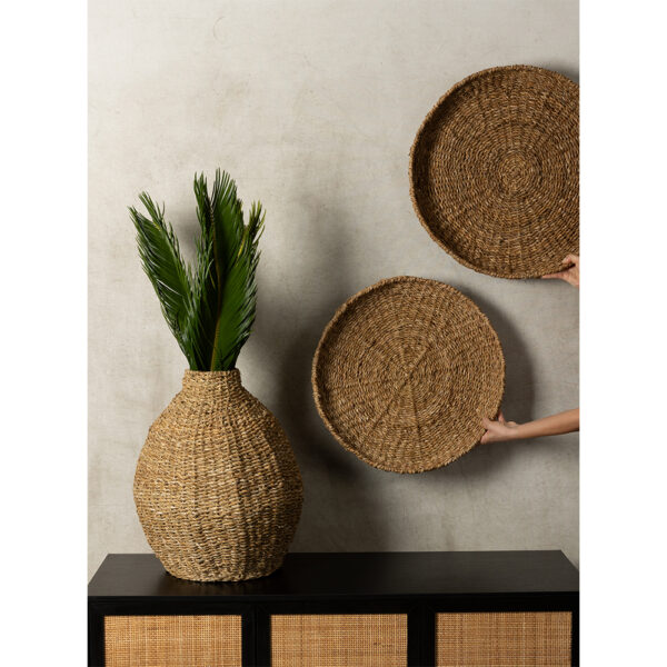 NEREA ΔΙΣΚΟΣ SET 3ΤΜΧ 55x55x8cm SEAGRASS ΦΥΣΙΚΟ ΜΕΤΑΛΛΟ 027374 - Image 3