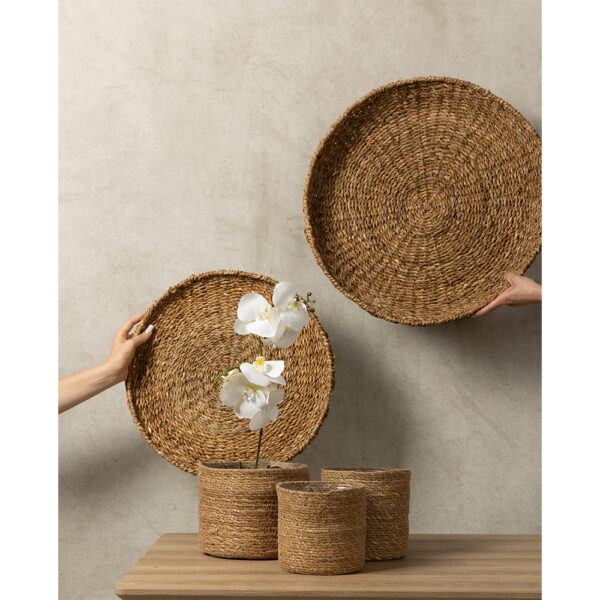 NEREA ΔΙΣΚΟΣ SET 3ΤΜΧ 55x55x8cm SEAGRASS ΦΥΣΙΚΟ ΜΕΤΑΛΛΟ 027374 - Image 4