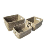 NILE ΚΑΛΑΘΙ SET 3ΤΜΧ 45x35x30cm KANSGRASS ΦΥΣΙΚΟ ΛΕΥΚΟ PVC 027406