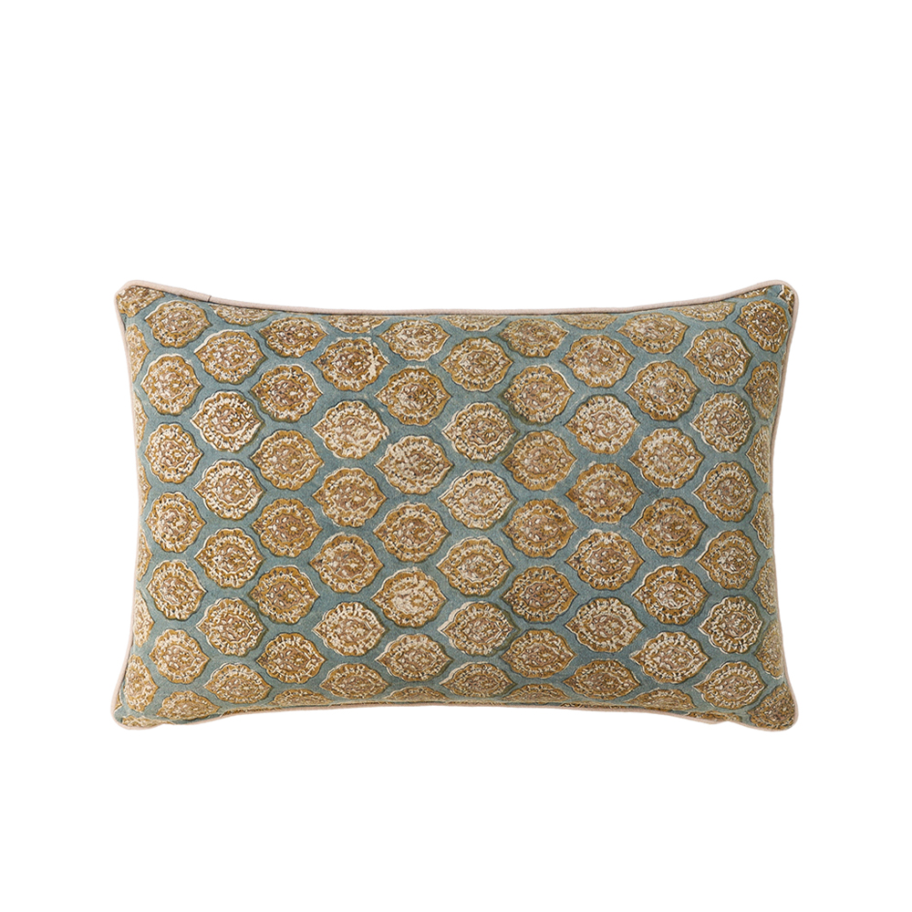 027905-sFMVD-first-_1 VENETIAN ΔΙΑΚΟΣΜΗΤΙΚΟ ΜΑΞΙΛΑΡΙ 40x60cm ΒΑΜΒΑΚΙ AQUA ΧΡΥΣΟ ΒΙΣΚΟΖΗ 027905 - Image 1
