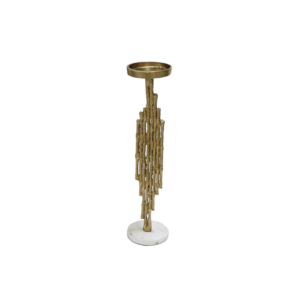 027937-j5aRh-first-_1 REED 42,5 ΚΗΡΟΠΗΓΙΟ 10x10x43cm ΑΛΟΥΜΙΝΙΟ ΧΡΥΣΟ ANTIQUE ΛΕΥΚΟ ΜΑΡΜΑΡΟ 027937 - Image 1