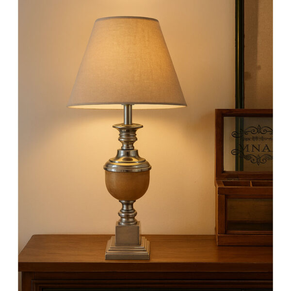 AMABLE ΦΩΤΙΣΤΙΚΟ ΕΠΙΤΡΑΠΕΖΙΟ 15x15x62cm ΑΛΟΥΜΙΝΙΟ ΑΣΗΜΙ ΦΥΣΙΚΟ ΞΥΛΟ ΜΠΕΖ 028233 - Image 2