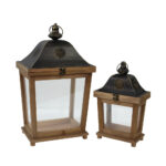 RAISA ΦΑΝΑΡΙ 28x20x49cm ΞΥΛΟ ΦΥΣΙΚΟ ΓΥΑΛΙ 028429