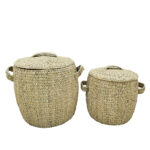 MALIA ΚΑΛΑΘΙ ΜΕ ΚΑΠΑΚΙ SET 2ΤΜΧ 45x45x50cm ΥΑΚΙΝΘΟΣ ΦΥΣΙΚΟ ΣΙΔΕΡΟ 028674