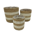 YDRA ΚΑΛΑΘΙ SET 3ΤΜΧ 28x28x28cm SEAGRASS ΦΥΣΙΚΟ ΛΕΥΚΟ ΓΙΟΥΤΑ 028678