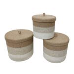 YDRA ΚΟΥΤΙ ΑΠΟΘΗΚΕΥΣΗΣ SET 3ΤΜΧ 27x27x17cm ΓΙΟΥΤΑ ΦΥΣΙΚΟ ΜΠΕΖ ΛΕΥΚΟ 028682