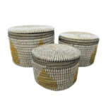 KAIA ΚΑΛΑΘΙ ΜΕ ΚΑΠΑΚΙ SET 3ΤΜΧ 35x35x25cm KANSGRASS ΠΟΛΥΧΡΩΜΟ PVC 028702