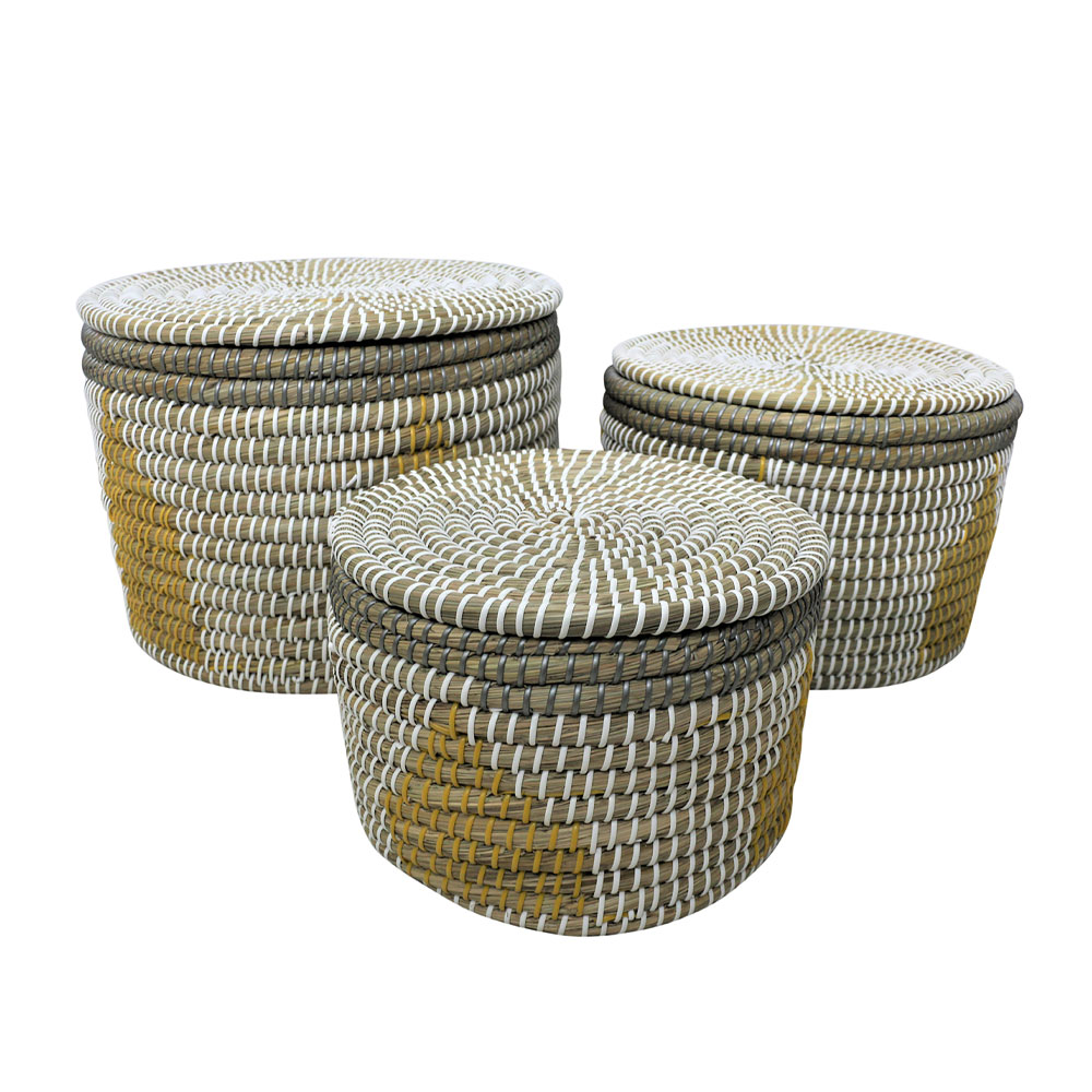 028702-GUUei-first-_1 KAIA ΚΑΛΑΘΙ ΜΕ ΚΑΠΑΚΙ SET 3ΤΜΧ 35x35x25cm KANSGRASS ΠΟΛΥΧΡΩΜΟ PVC 028702 - Image 1