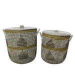 KAIA ΚΑΛΑΘΙ ΜΕ ΚΑΠΑΚΙ SET 2ΤΜΧ 45x45x50cm KANSGRASS ΠΟΛΥΧΡΩΜΟ PVC 028706