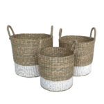 SIFNOS ΚΑΛΑΘΙ SET 3ΤΜΧ 33x33x39cm SEAGRASS ΦΥΣΙΚΟ ΛΕΥΚΟ 028801