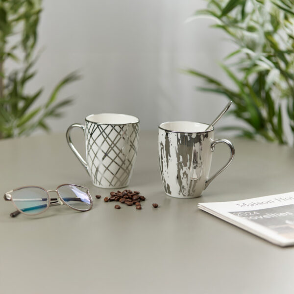 CHIC ΚΟΥΠΑ 8x8x11cm NEW BONE CHINA ΛΕΥΚΟ SILVER 028832 - Image 2