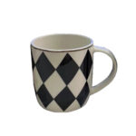 JOLIE ROMBUS ΚΟΥΠΑ 9x9x9cm NEW BONE CHINA ΛΕΥΚΟ ΜΑΥΡΟ ΧΡΥΣΟ 028834