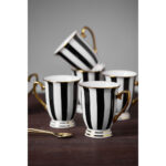 BRITISH ΚΟΥΠΑ 9x9x11cm NEW BONE CHINA ΛΕΥΚΟ ΜΑΥΡΟ ΧΡΥΣΟ 028837 - Image 2