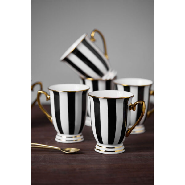 BRITISH ΚΟΥΠΑ 9x9x11cm NEW BONE CHINA ΛΕΥΚΟ ΜΑΥΡΟ ΧΡΥΣΟ 028837 - Image 2