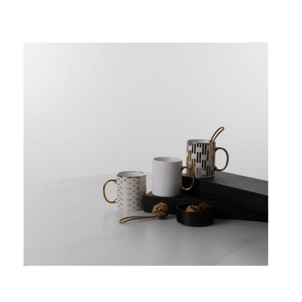 GOLDIE ΚΟΥΠΑ 8x8x10cm NEW BONE CHINA ΛΕΥΚΟ ΧΡΥΣΟ 028840 - Image 2