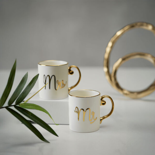 MR LOVE ΚΟΥΠΑ 8x8x9cm NEW BONE CHINA ΛΕΥΚΟ ΧΡΥΣΟ 028842 - Image 2