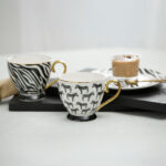 SAFARI ΚΟΥΠΑ 11x11x9cm NEW BONE CHINA ΛΕΥΚΟ ΜΑΥΡΟ ΧΡΥΣΟ 028844 - Image 4