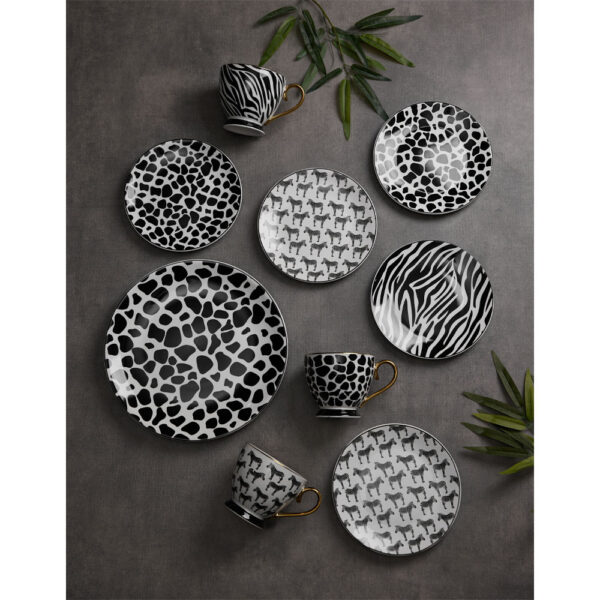 SAFARI ΚΟΥΠΑ 11x11x9cm NEW BONE CHINA ΛΕΥΚΟ ΜΑΥΡΟ ΧΡΥΣΟ 028844 - Image 5