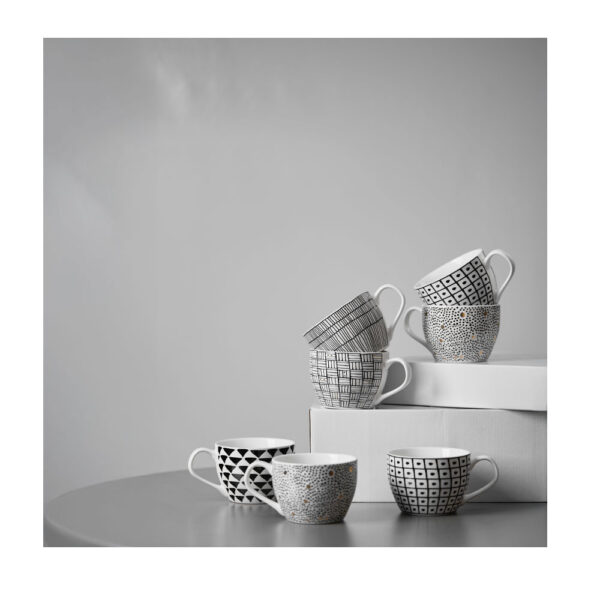 SERAX ΚΟΥΠΑ 11x11x8cm NEW BONE CHINA ΛΕΥΚΟ ΜΑΥΡΟ 028853 - Image 2