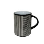 LINES DARK ΚΟΥΠΑ 8x8x10cm STONEWARE ΜΑΥΡΟ ΛΕΥΚΟ 028858